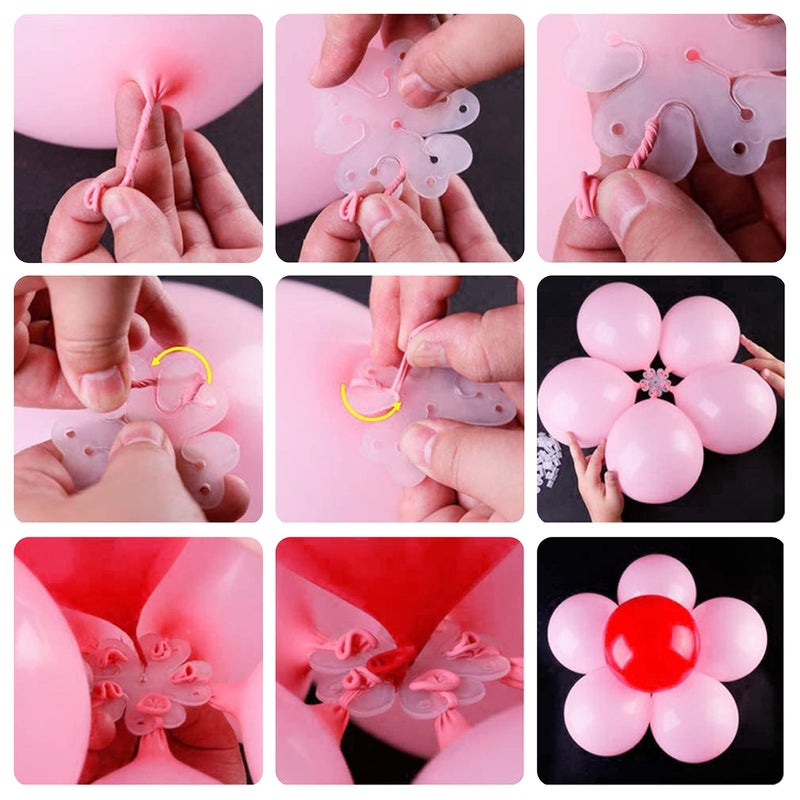 BHUCUTU 100 Pieces Flower Balloon Clips Balloons Holder Balloon Arch Clips for Baby Shower Wedding Event Decorations Birthday Party Supplies (Flower Style) - Image 3